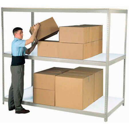 Global Industrial Wide Span Rack 96x48x60, 3 Shelves Deck 800 Lb. Cap Per Level, Gray B2297055